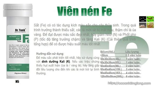 Sắt (Fe) có có tác dụng kích màu sắc cho cây thủy sinh