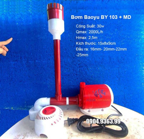 Combo máy bơm Baoyu BY 103 cùng bộ hút đáy hút mặt